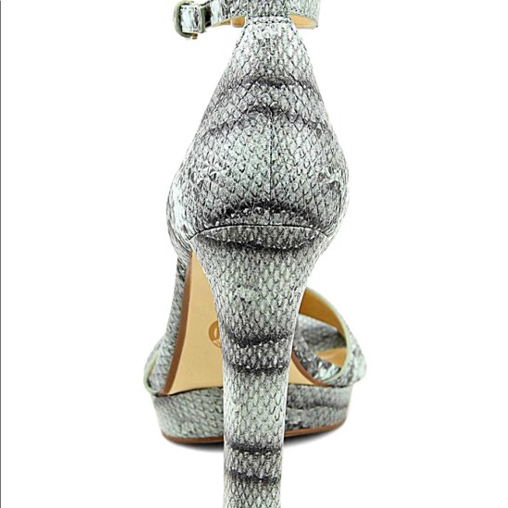 Michael Kors Gray Snake-Print Ankle Strap Platform Sandals - Picture 3 of 4